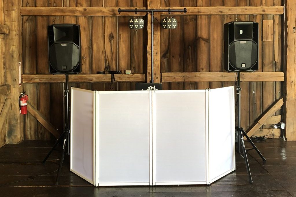 Kalamazoo wedding DJ booth at an event.